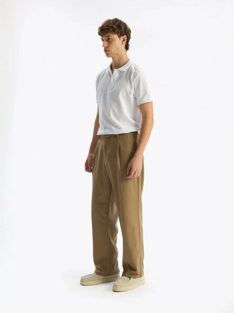 Giesto GIESTO Pleated Mid Waist Straight Leg Pants